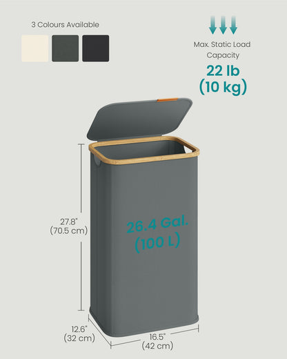 Laundry Hamper with Lid 26.4 Gal. (100 L) 42 x 32 x 70.5 cm Ink Black - image 14