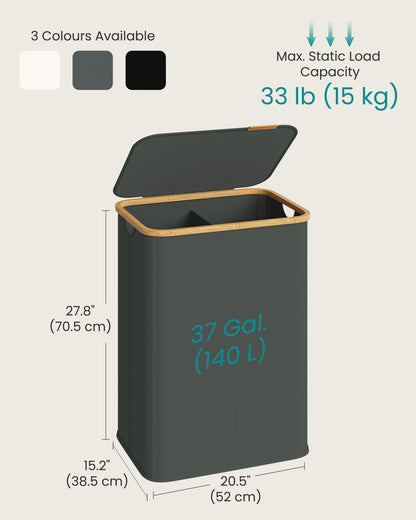 Laundry Hamper with Lid 26.4 Gal. (100 L) 42 x 32 x 70.5 cm Ink Black - image 42