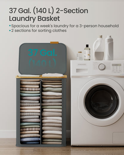 Laundry Hamper with Lid 26.4 Gal. (100 L) 42 x 32 x 70.5 cm Ink Black - image 46