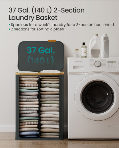 Laundry Hamper with Lid 26.4 Gal. (100 L) 42 x 32 x 70.5 cm Ink Black - image 47