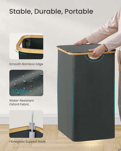 Laundry Hamper with Lid 26.4 Gal. (100 L) 42 x 32 x 70.5 cm Ink Black - image 49