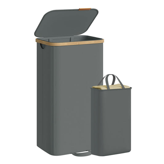 Laundry Basket, Removable Liner, 100 L, Slate Grey - image 1