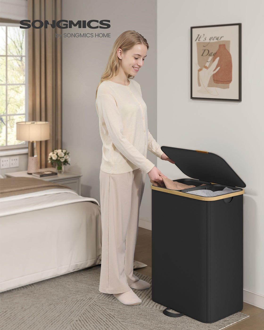 Laundry Basket, Removable Liner, 100 L, Slate Grey - image 8