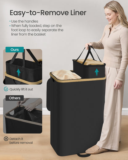 Laundry Basket, Removable Liner, 100 L, Slate Grey - image 9