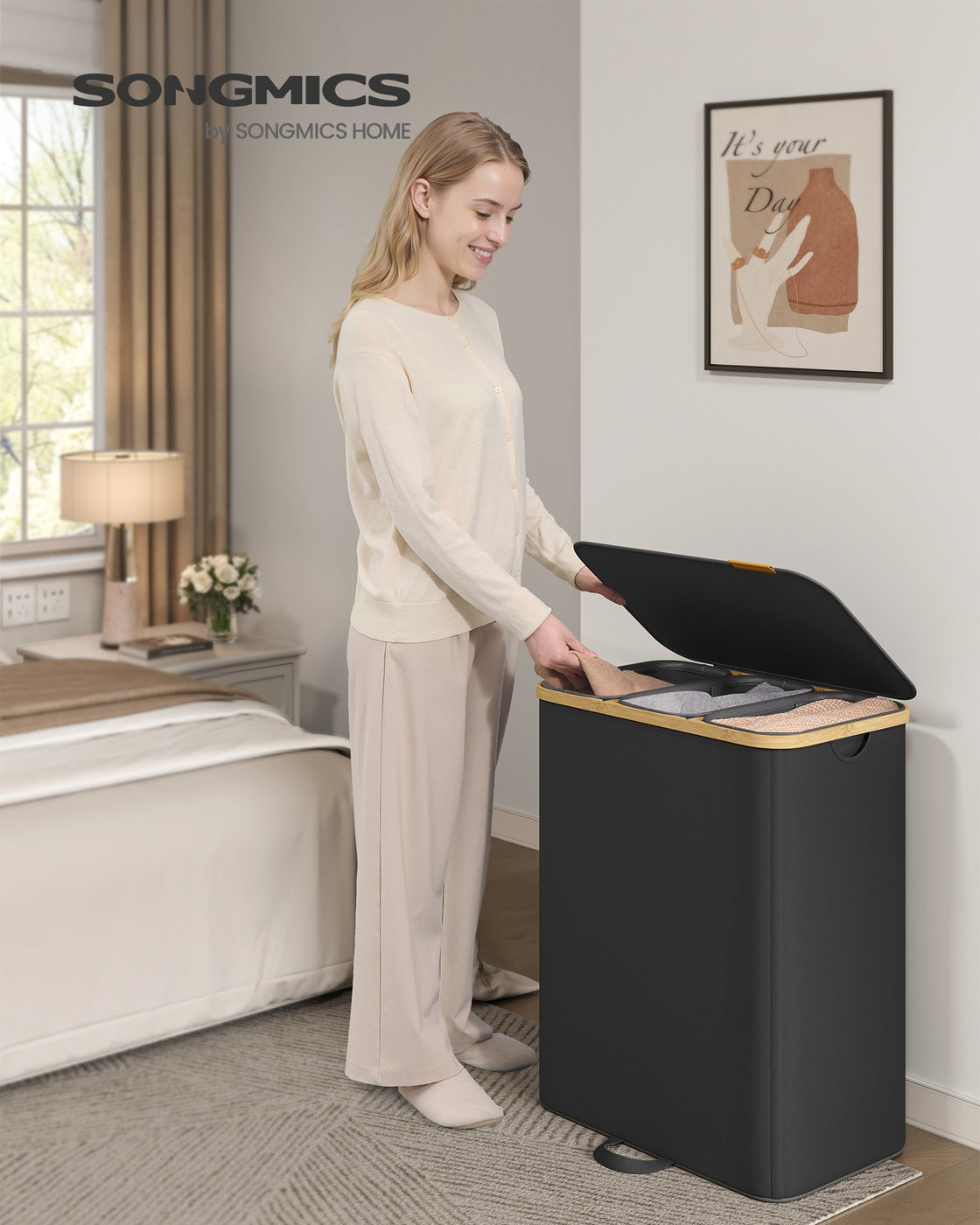 Laundry Basket, Removable Liner, 100 L, Slate Grey - image 14