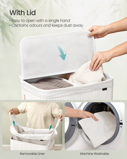 Laundry Basket with Lid Volume 100L White - image 3