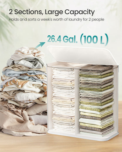 Laundry Basket with Lid Volume 100L White - image 4