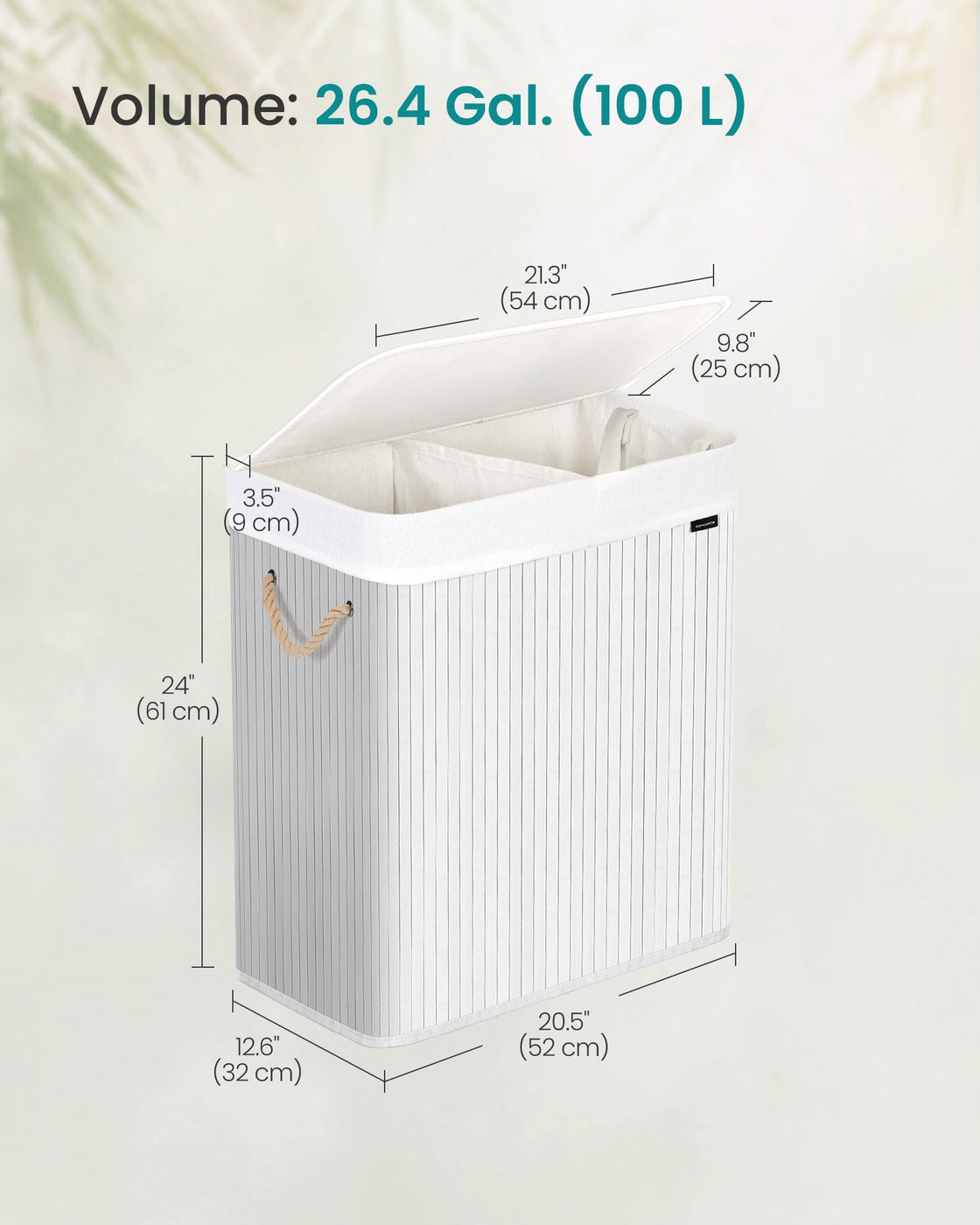 Laundry Basket with Lid Volume 100L White - image 5