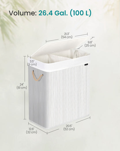 Laundry Basket with Lid Volume 100L White - image 5