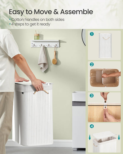 Laundry Basket with Lid Volume 100L White - image 6