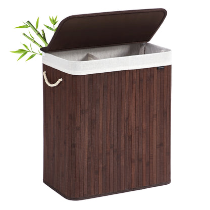 Laundry Basket, 100 L, 2 Compartments, Brown - image 1