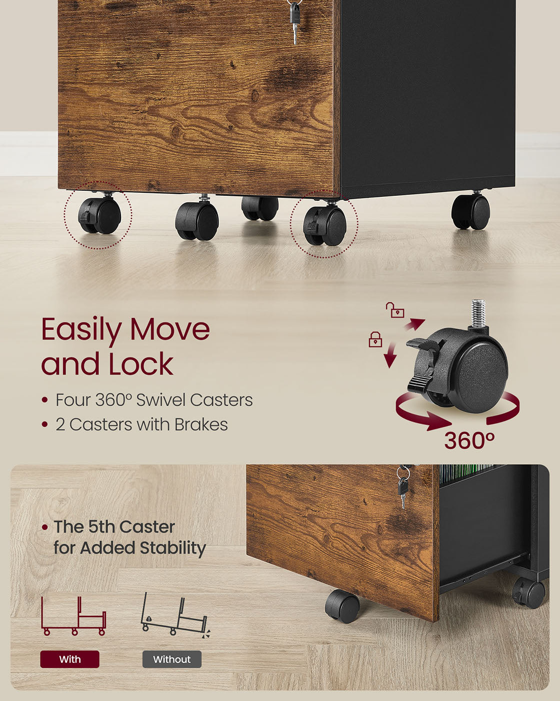 Lockable File Cabinet, Filing Pedestal with 2 Drawers - image 22