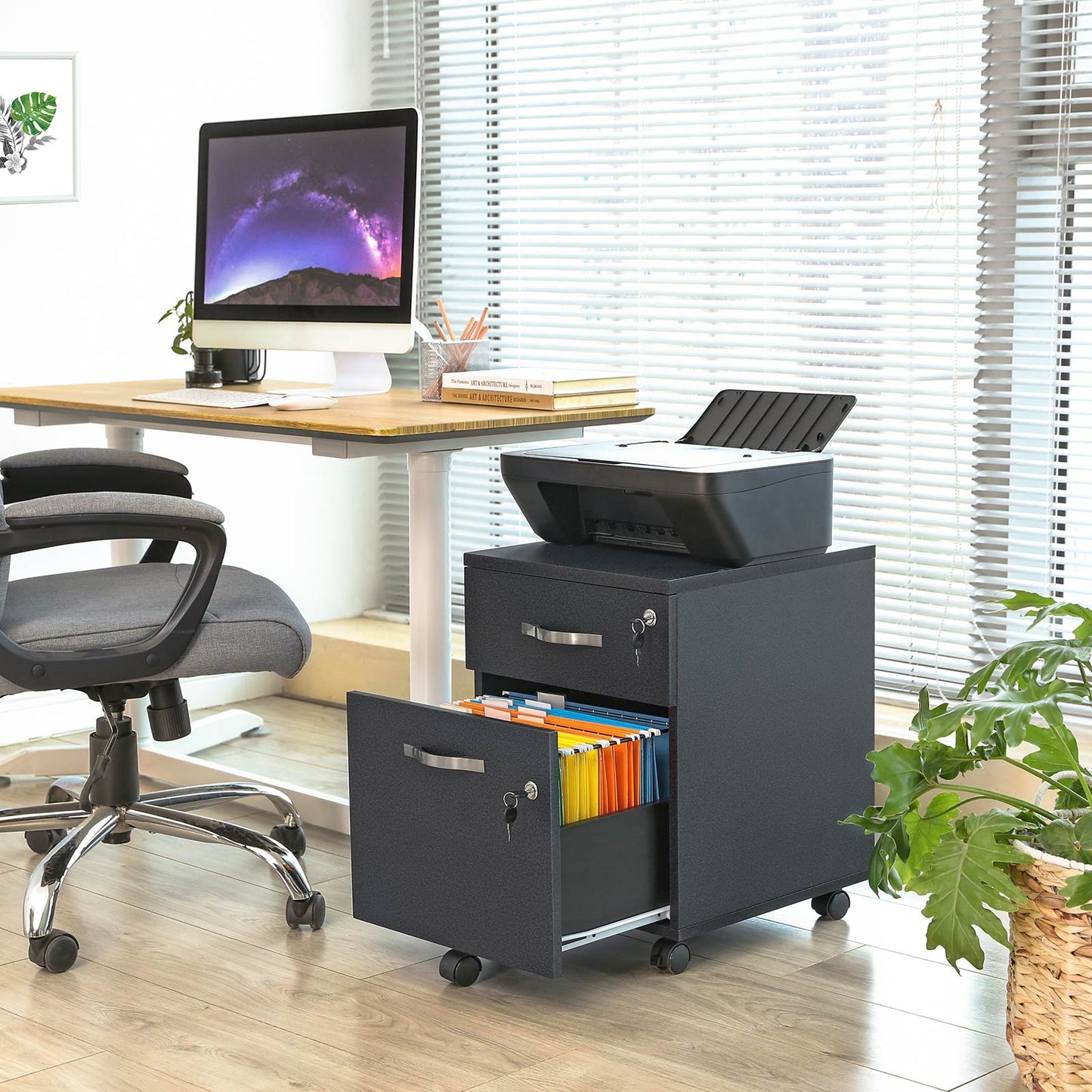 Lockable File Cabinet, Filing Pedestal with 2 Drawers - image 4