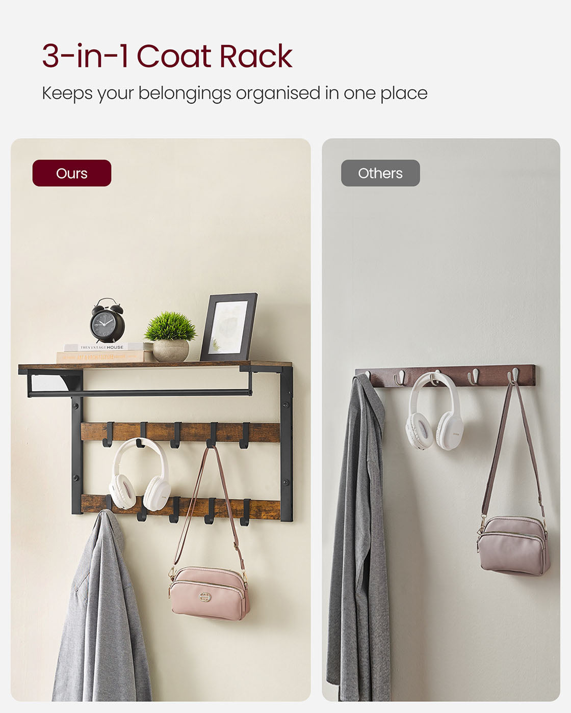 Wall Mounted Coat Rack with 10 Hooks - image 32