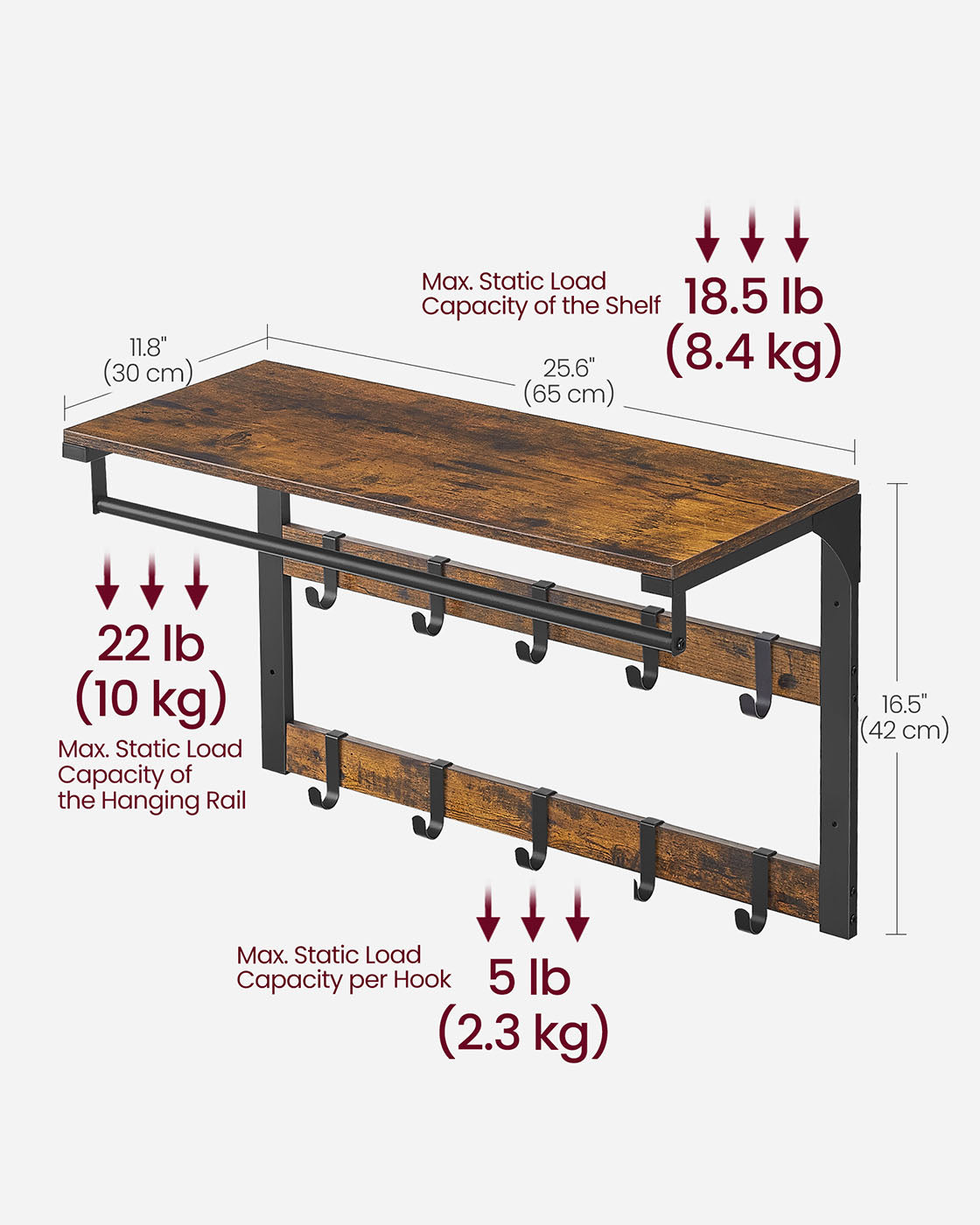 Wall Mounted Coat Rack with 10 Hooks - image 34