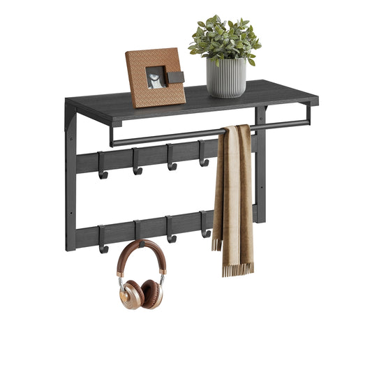 Coat Rack Wall-Mounted with 10 Hooks Charcoal Grey and Ink Black - image 1