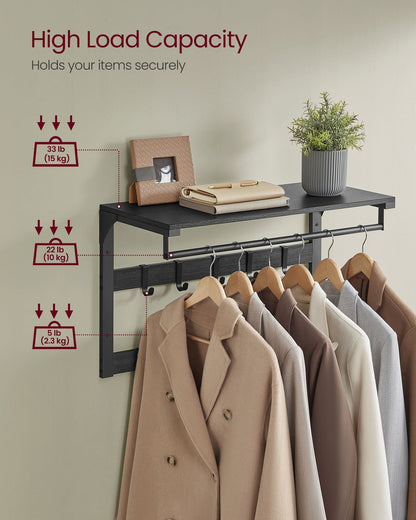 Coat Rack Wall-Mounted with 10 Hooks Charcoal Grey and Ink Black - image 5