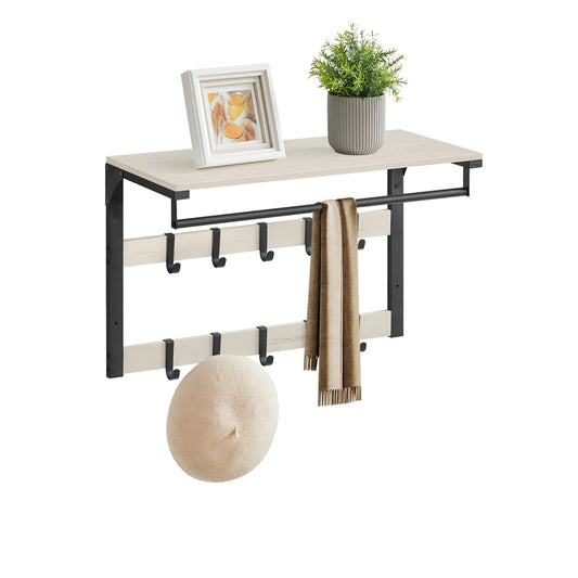 Coat Rack Wall-Mounted with 10 Hooks Rustic White and Ink Black - image 1