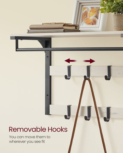 Coat Rack Wall-Mounted with 10 Hooks Rustic White and Ink Black - image 4