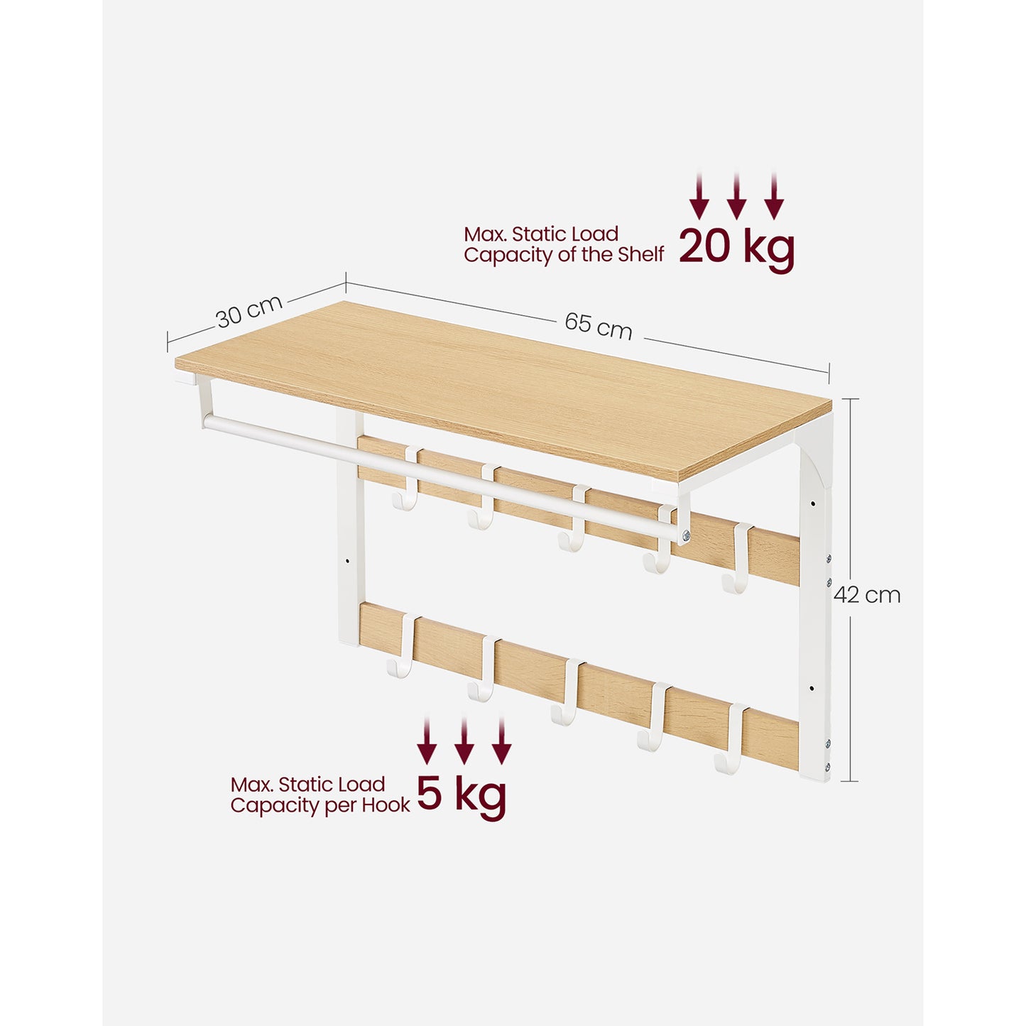 Wall Mounted Coat Rack with 10 Hooks - image 8
