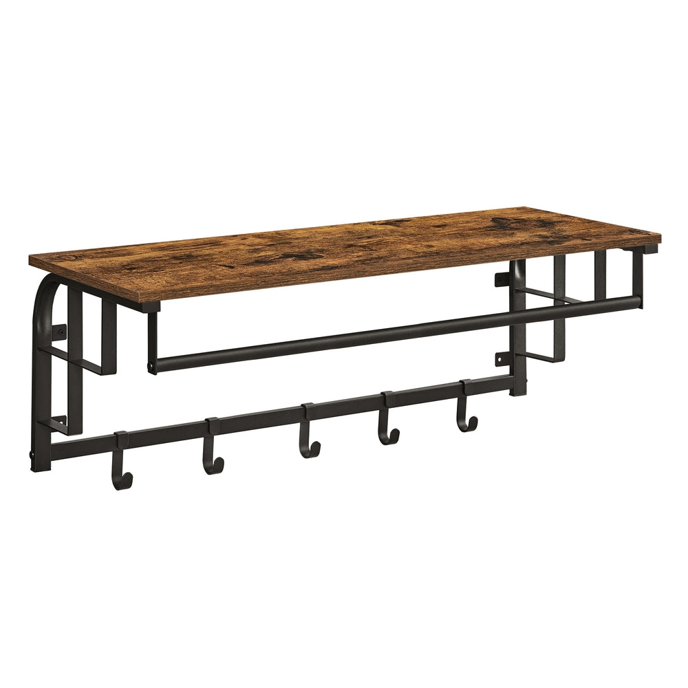 Coat Rack Wall-Mounted, Clothes Rail with 5 Removable Coat Hooks - image 1