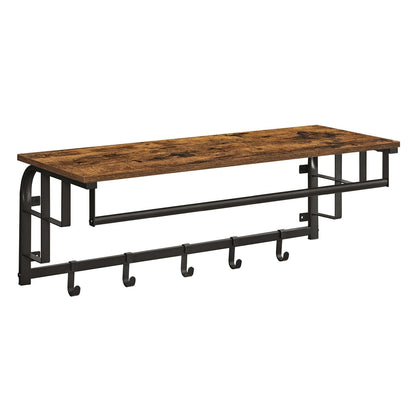 Coat Rack Wall-Mounted, Clothes Rail with 5 Removable Coat Hooks - image 1