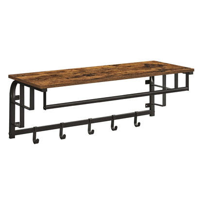 Coat Rack Wall-Mounted, Clothes Rail with 5 Removable Coat Hooks - image 2