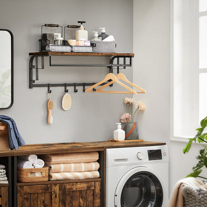 Coat Rack Wall-Mounted, Clothes Rail with 5 Removable Coat Hooks - image 4
