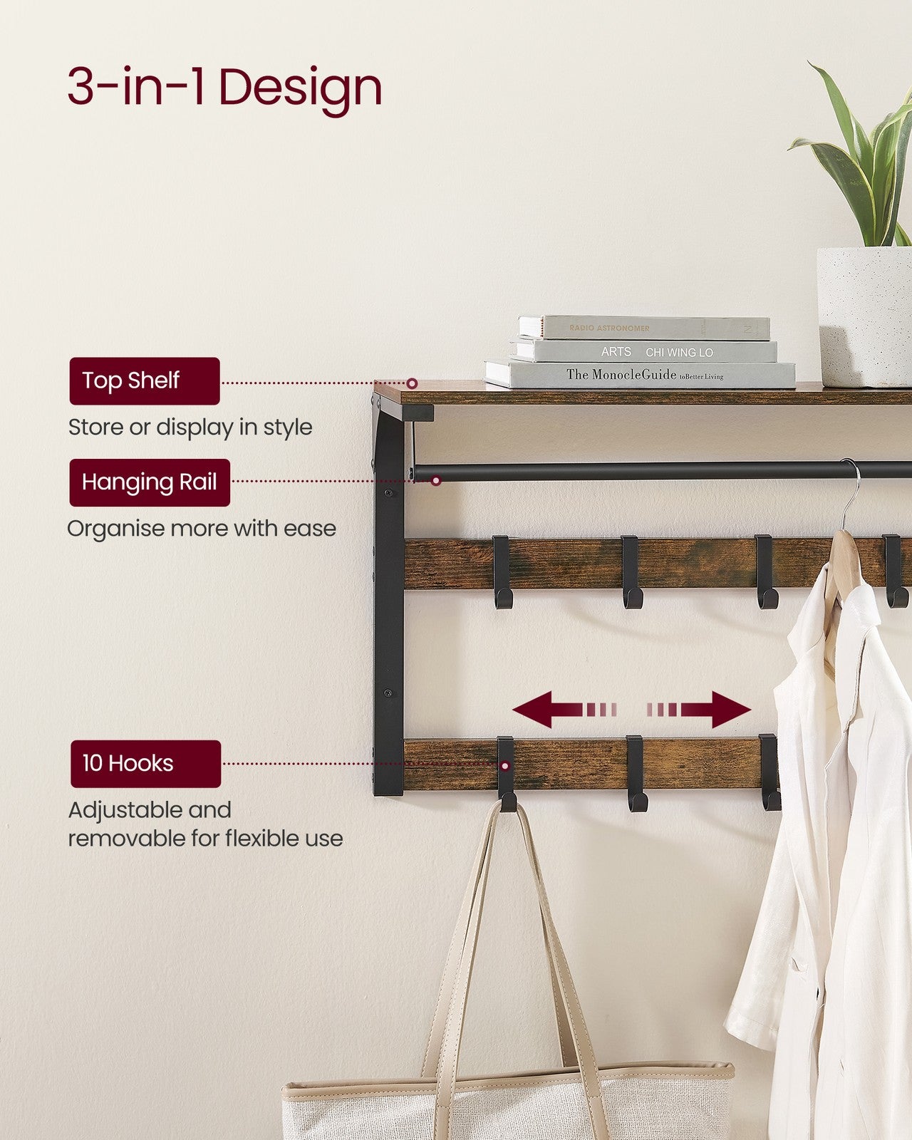Wall Mounted Coat Rack with 10 Hooks - image 14