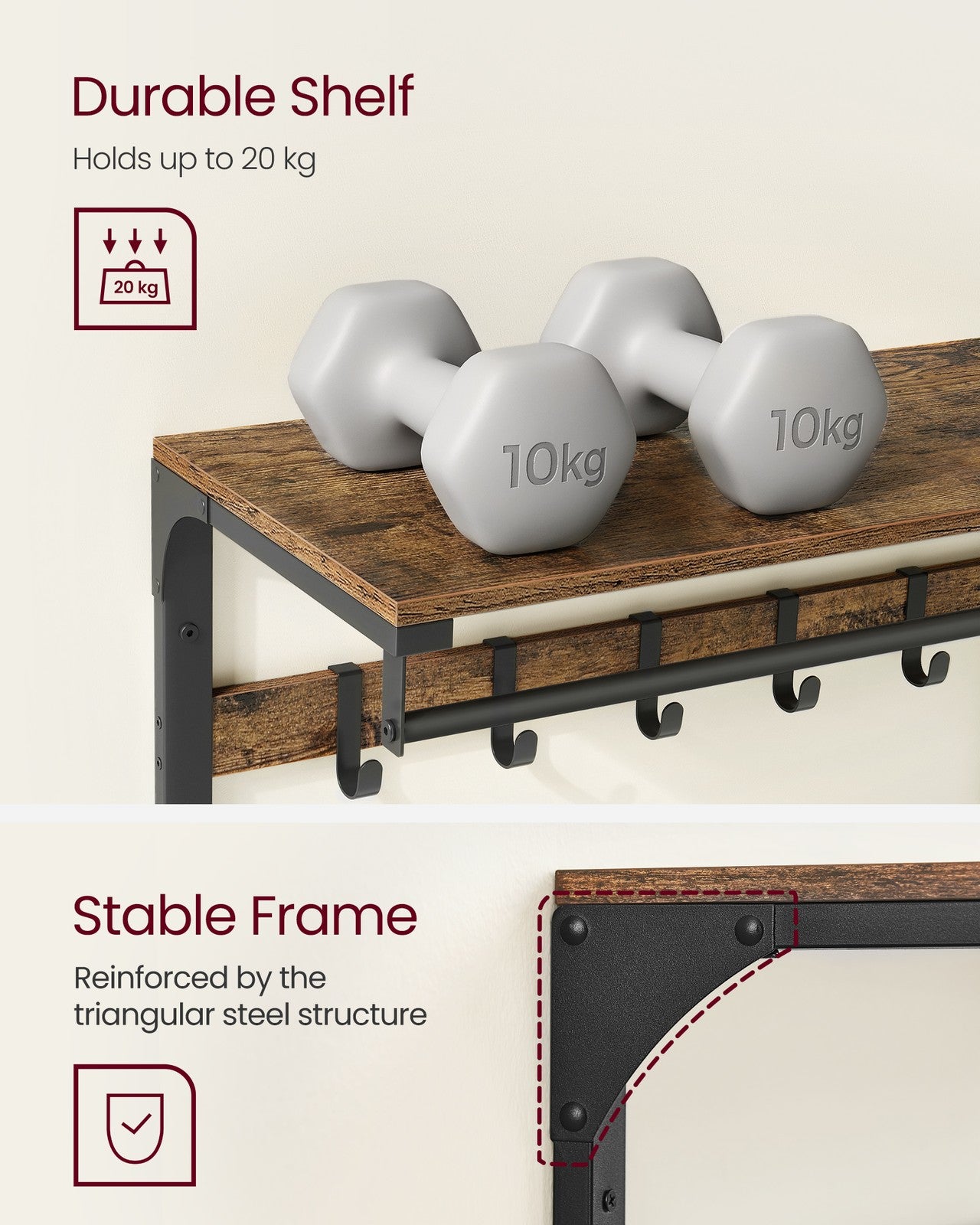 Wall Mounted Coat Rack with 10 Hooks - image 15