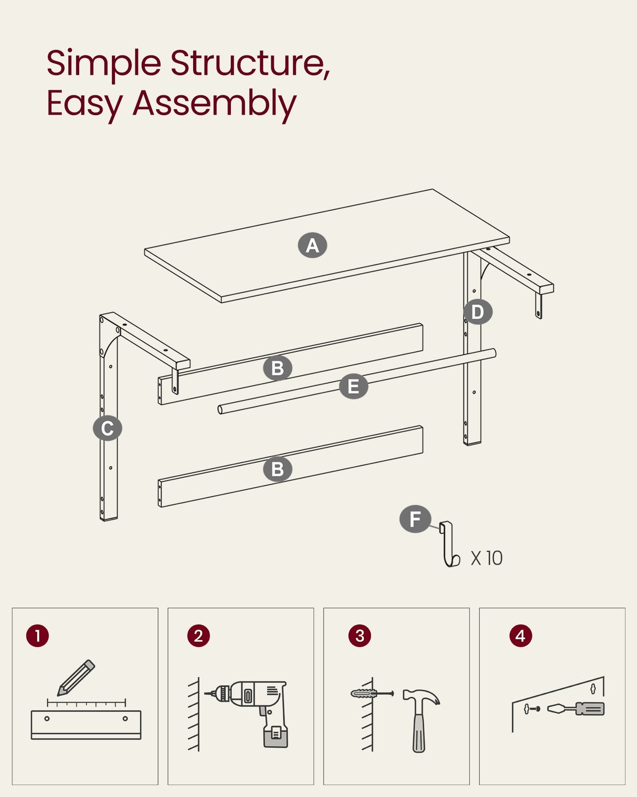 Wall Mounted Coat Rack with 10 Hooks - image 17