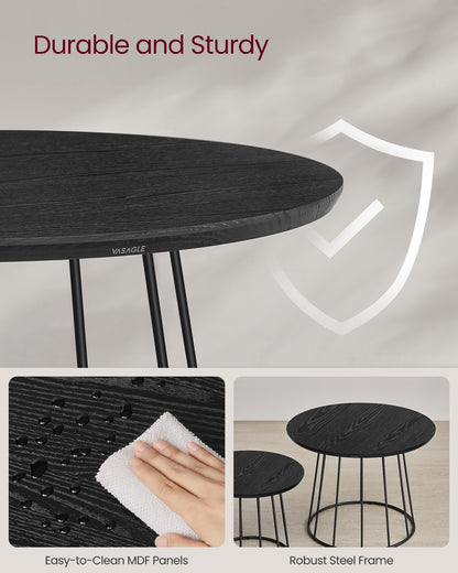 Set of 2 Round Coffee Tables with Steel Frames Rustic Brown - image 19