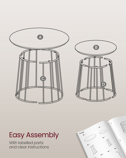 Set of 2 Round Coffee Tables with Steel Frames Rustic Brown - image 21