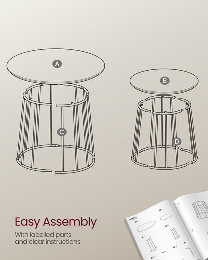 Set of 2 Round Coffee Tables with Steel Frames Rustic Brown - image 7