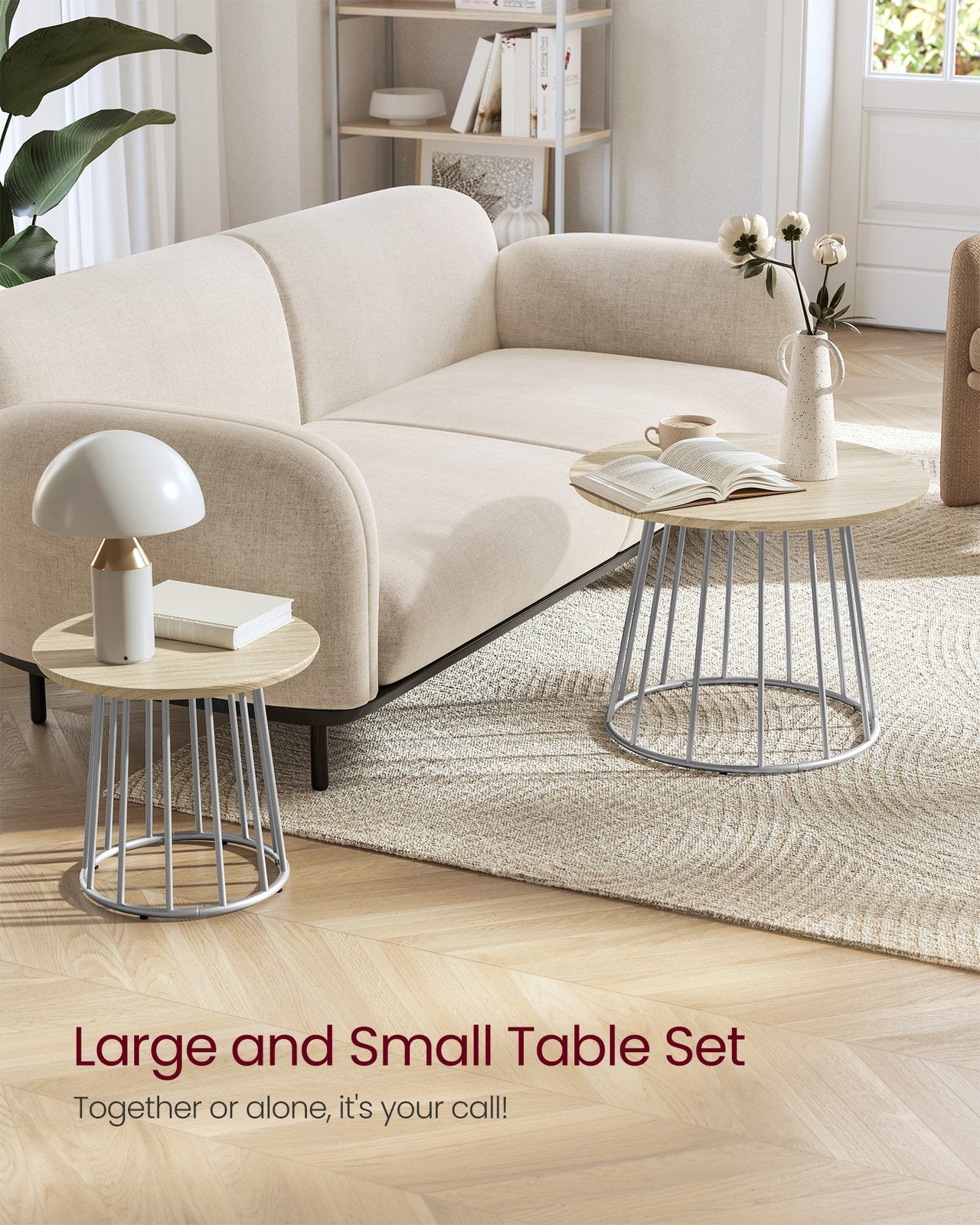 Set of 2 Round Coffee Tables with Steel Frames Rustic Brown - image 10