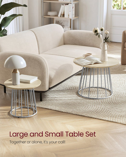Set of 2 Round Coffee Tables with Steel Frames Rustic Brown - image 10