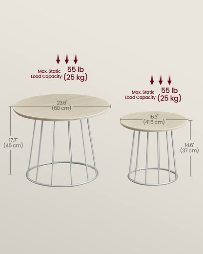 Set of 2 Round Coffee Tables with Steel Frames Rustic Brown - image 13