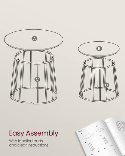 Set of 2 Round Coffee Tables with Steel Frames Rustic Brown - image 14