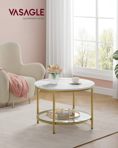 Round Coffee Table Marble White and Ink Black - image 8