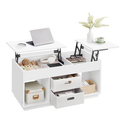 Lift Top Coffee Table with 2 Drawers Snow White - image 1