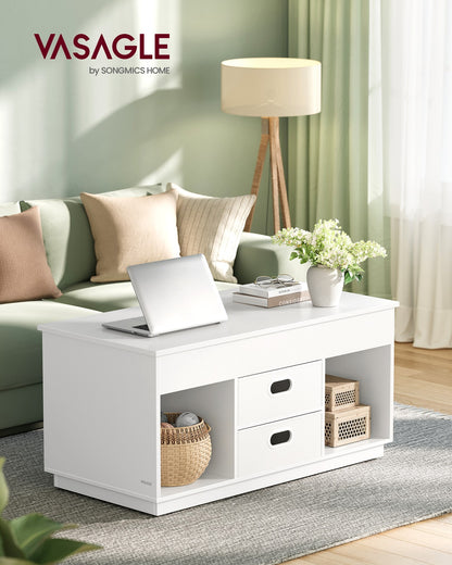 Lift Top Coffee Table with 2 Drawers Snow White - image 2