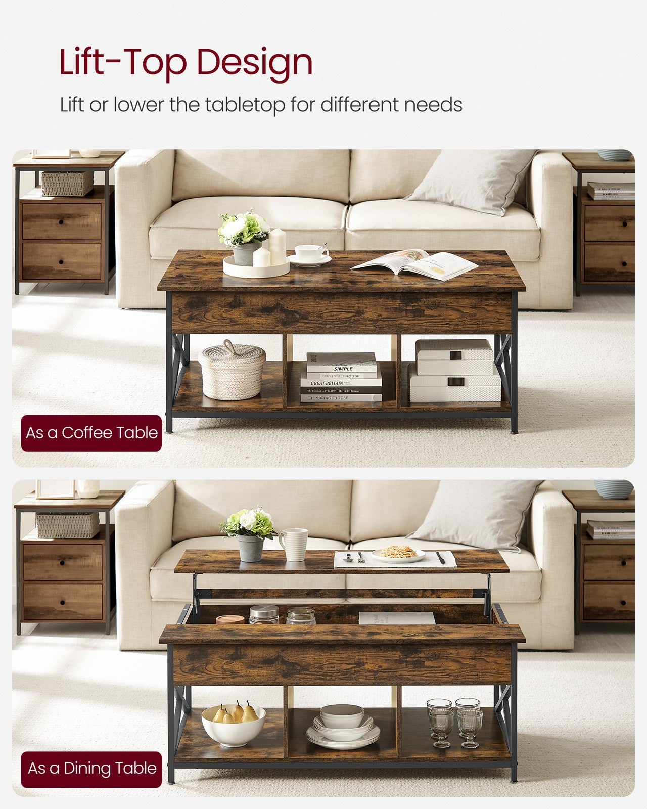 Coffee Table with Open and Hidden Storage - image 3