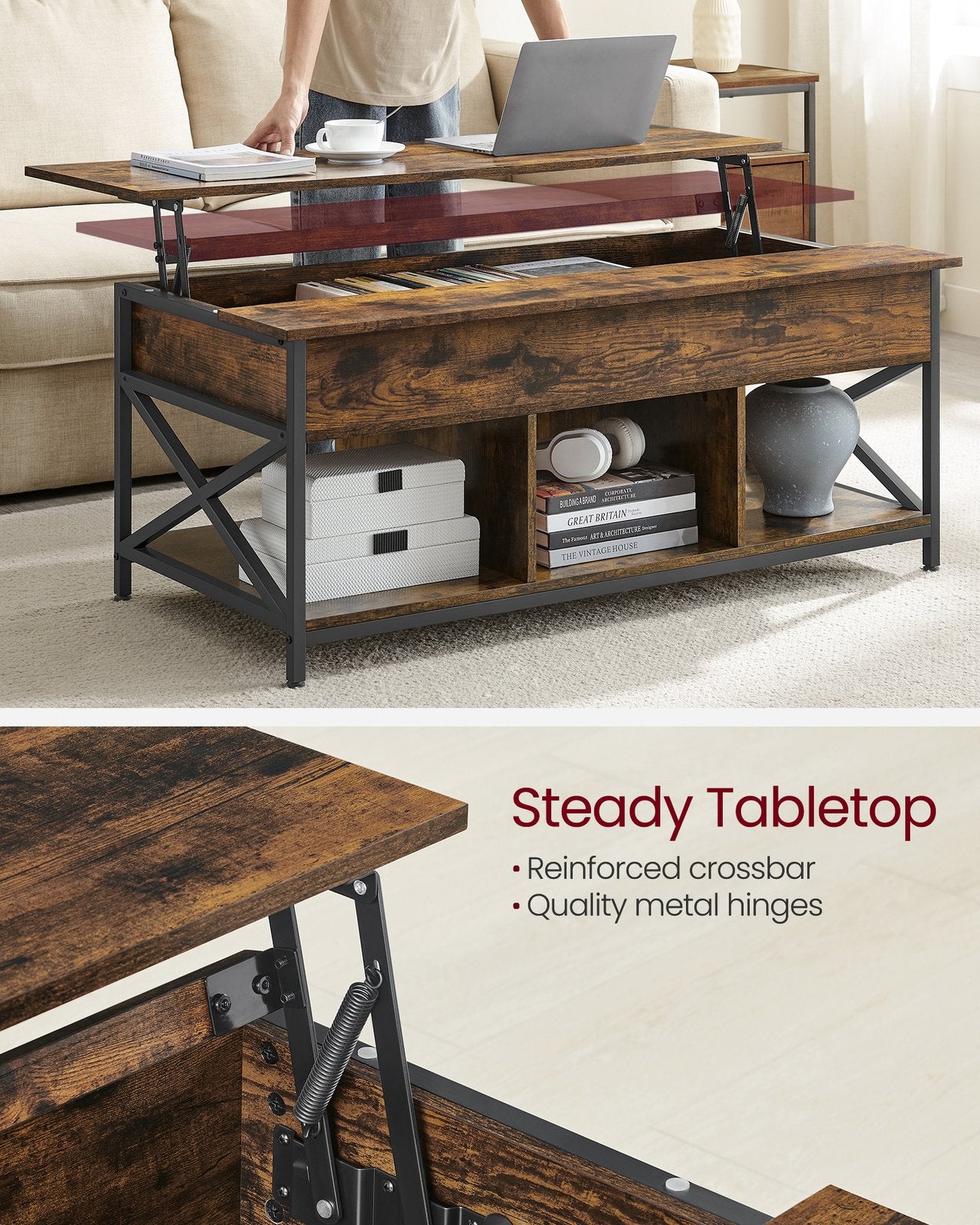Coffee Table with Open and Hidden Storage - image 5