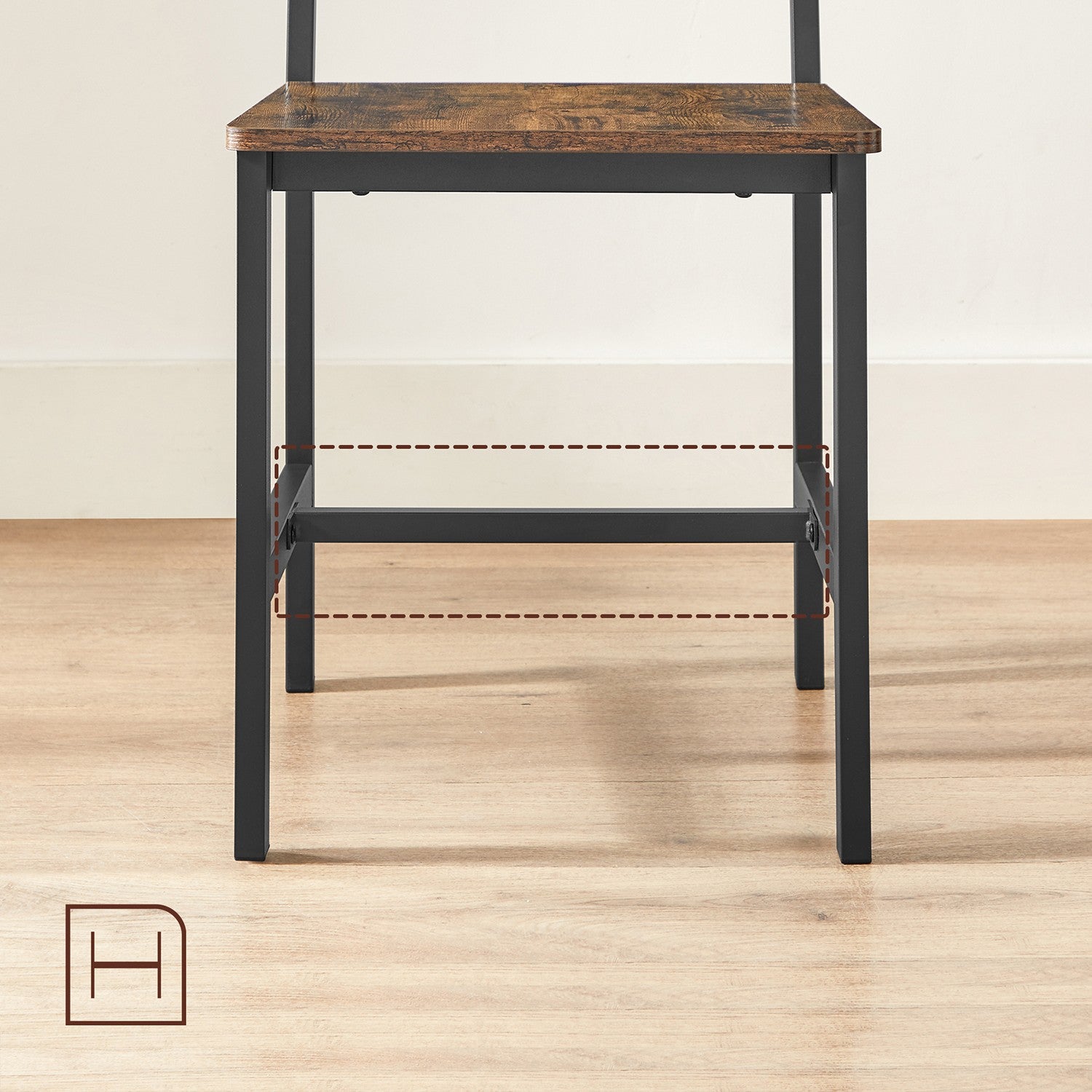 2 Industrial Dining Chairs with Steel Frame & Ergonomic Design, Rustic Brown & Black - image 4