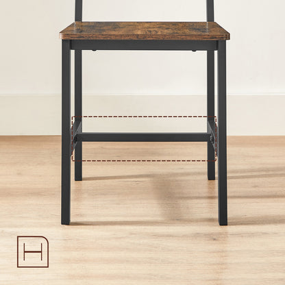 2 Industrial Dining Chairs with Steel Frame & Ergonomic Design, Rustic Brown & Black - image 4