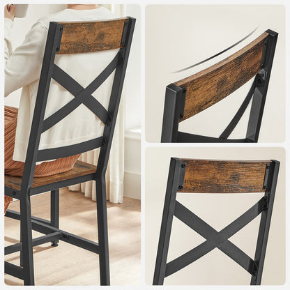2 Industrial Dining Chairs with Steel Frame & Ergonomic Design, Rustic Brown & Black - image 5