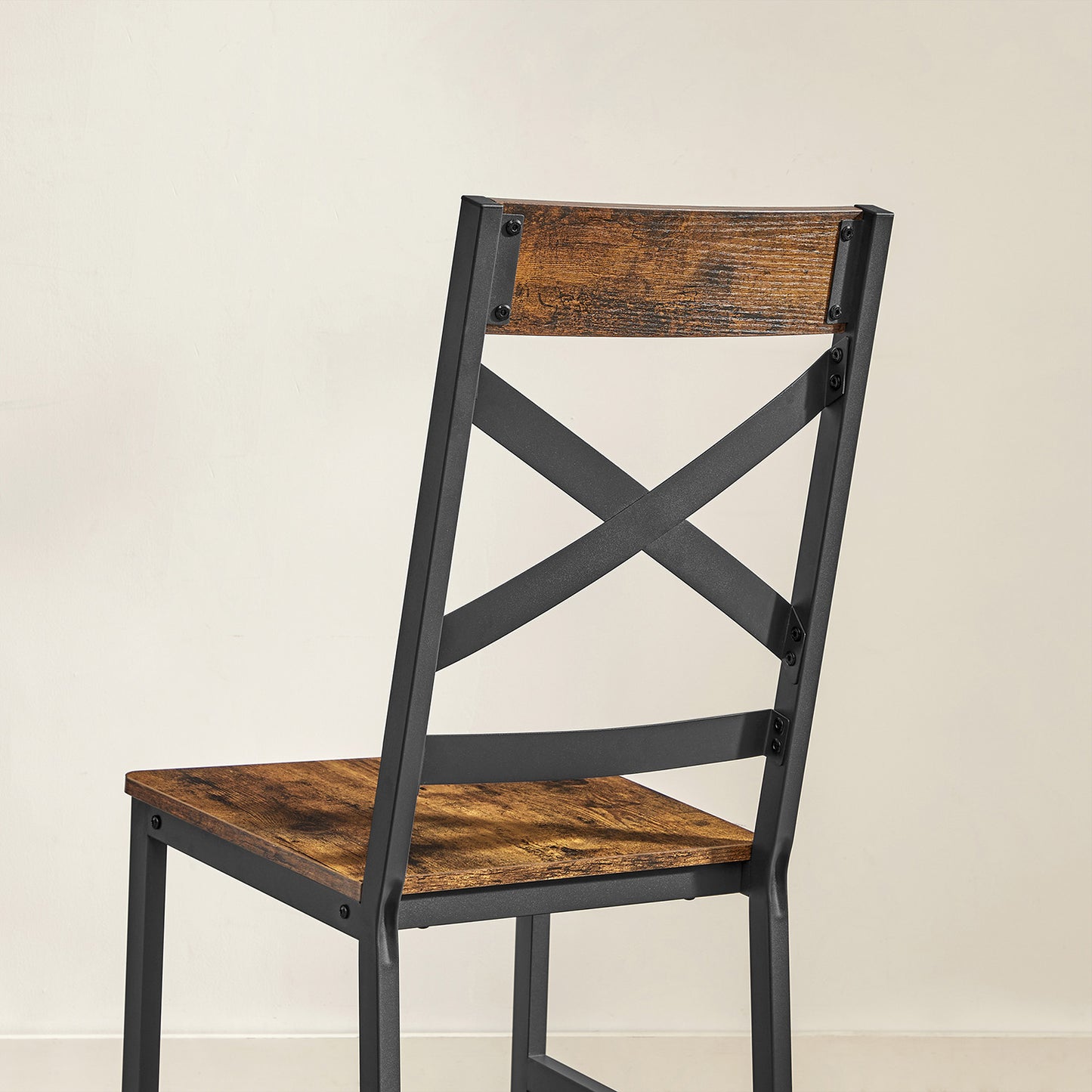 2 Industrial Dining Chairs with Steel Frame & Ergonomic Design, Rustic Brown & Black - image 6