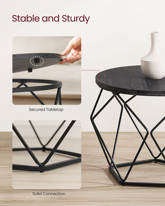 Round Coffee Table Set of 2 Black - image 2