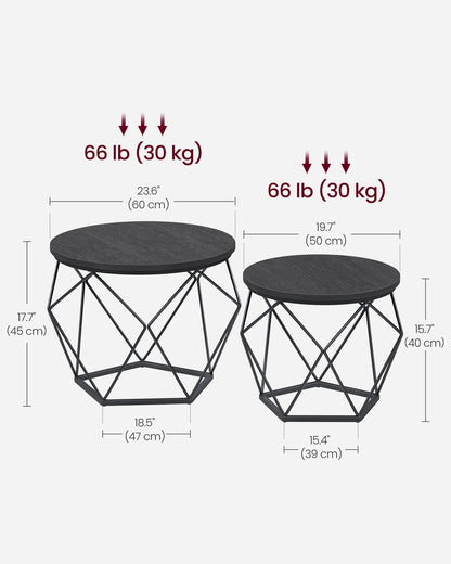 Round Coffee Table Set of 2 Black - image 8