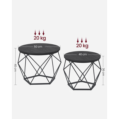 Round Coffee Table Set of 2 Black - image 9